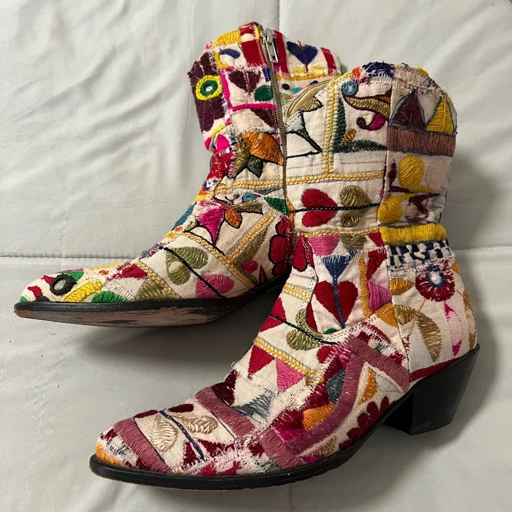 MomoDesign Multicolor Embroidered Ankle Boots - Picture 2 of 7